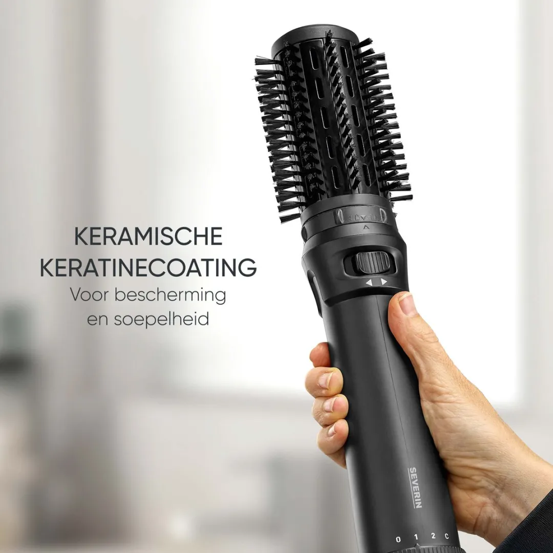 Severin WL 0241 Hot Air Styler Ionic 1000W - Krultang met 2 borstels - Zwart