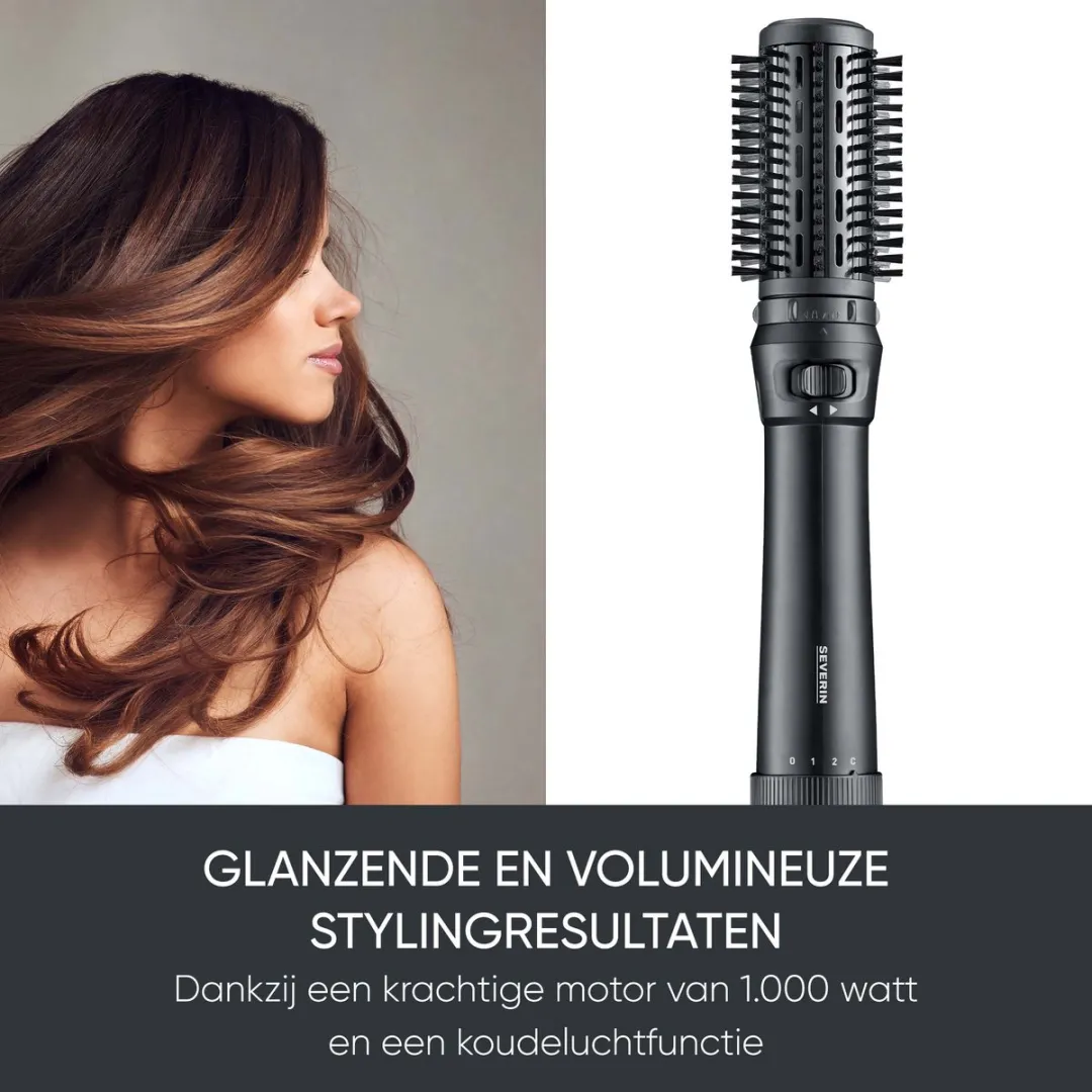 Severin WL 0241 Hot Air Styler Ionic 1000W - Krultang met 2 borstels - Zwart