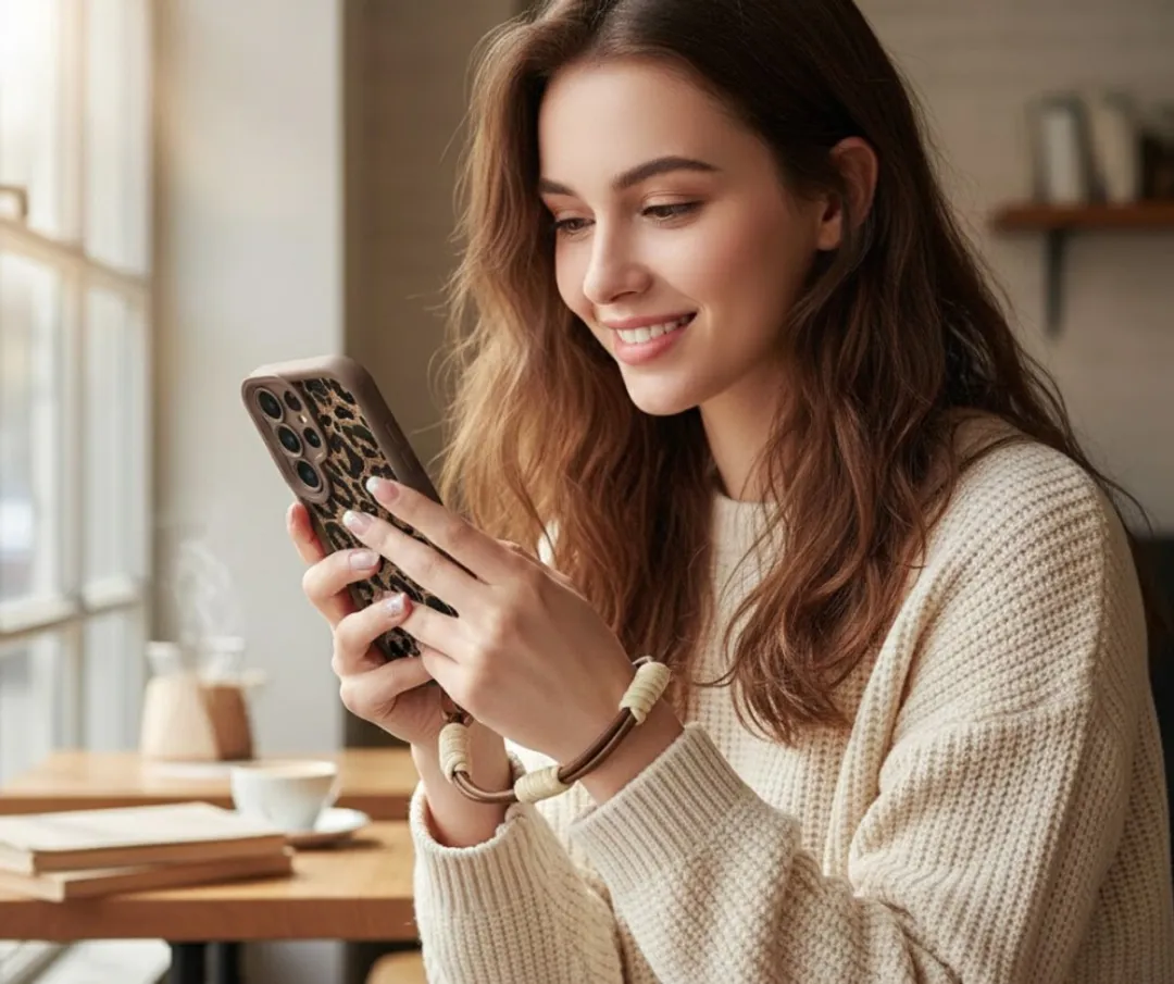 NUVEX Bruin Luipaard Telefoonhoesje S25 Ultra - met draagkoord
