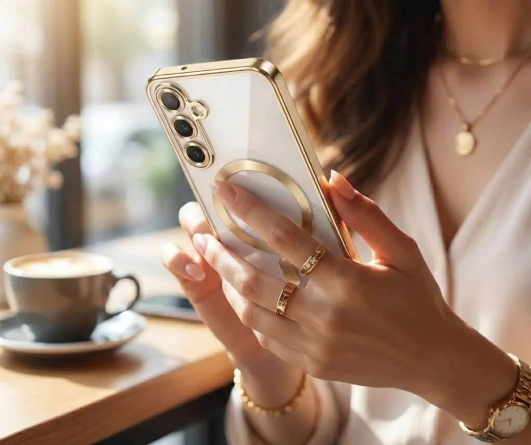 NUVEX Transparant Goudkleurig Hoesje Samsung Galaxy A55 MagSafe