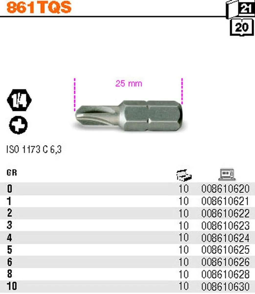 Beta Torq-Set Schroefbit 1/4" GR4 25mm