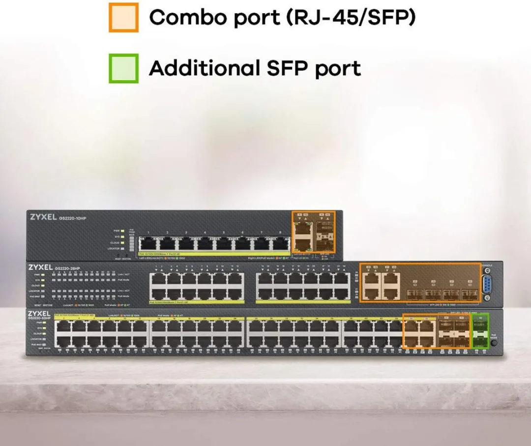 Zyxel GS2220-50HP Managed Switch - 44x Gigabit - Zwart - afbeelding 6 van 6