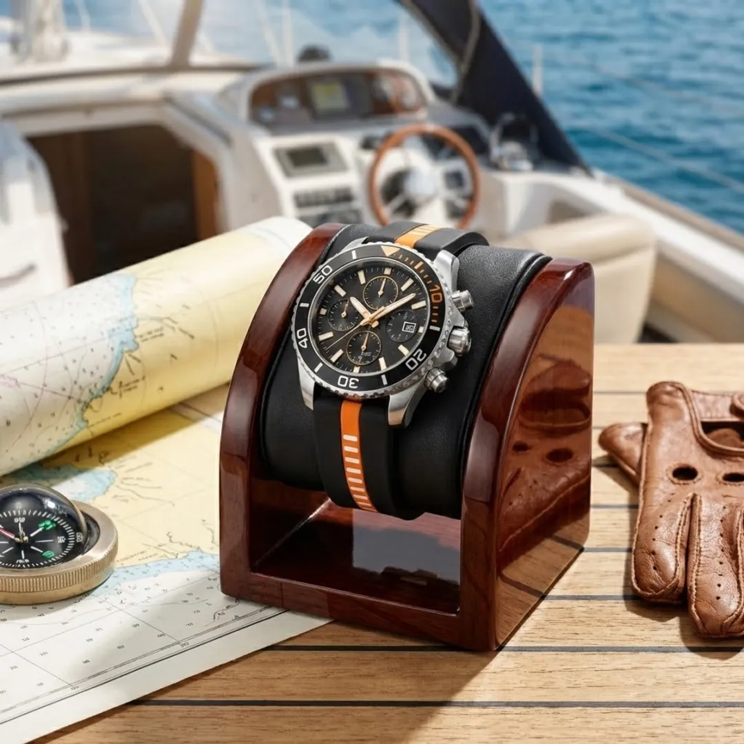 NUVEX Silicone Horlogeband 22mm - Zwart Oranje
