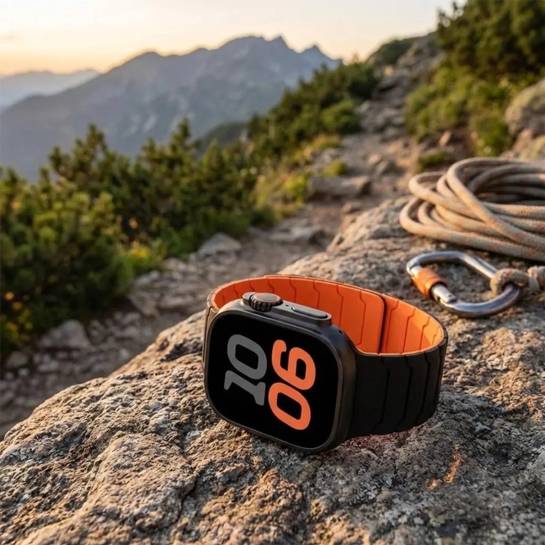 NUVEX Sport Horlogebandje Apple Watch - Zwart & Oranje - One Size