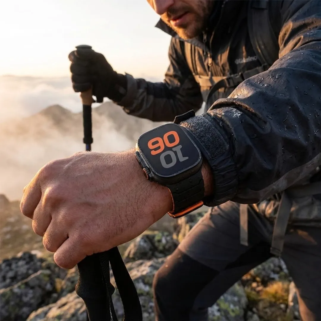 NUVEX Sport Horlogebandje Apple Watch - Zwart & Oranje - One Size