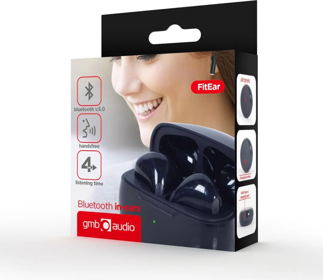 Gembird FitEar-X200B Bluetooth In-Ears - Zwart