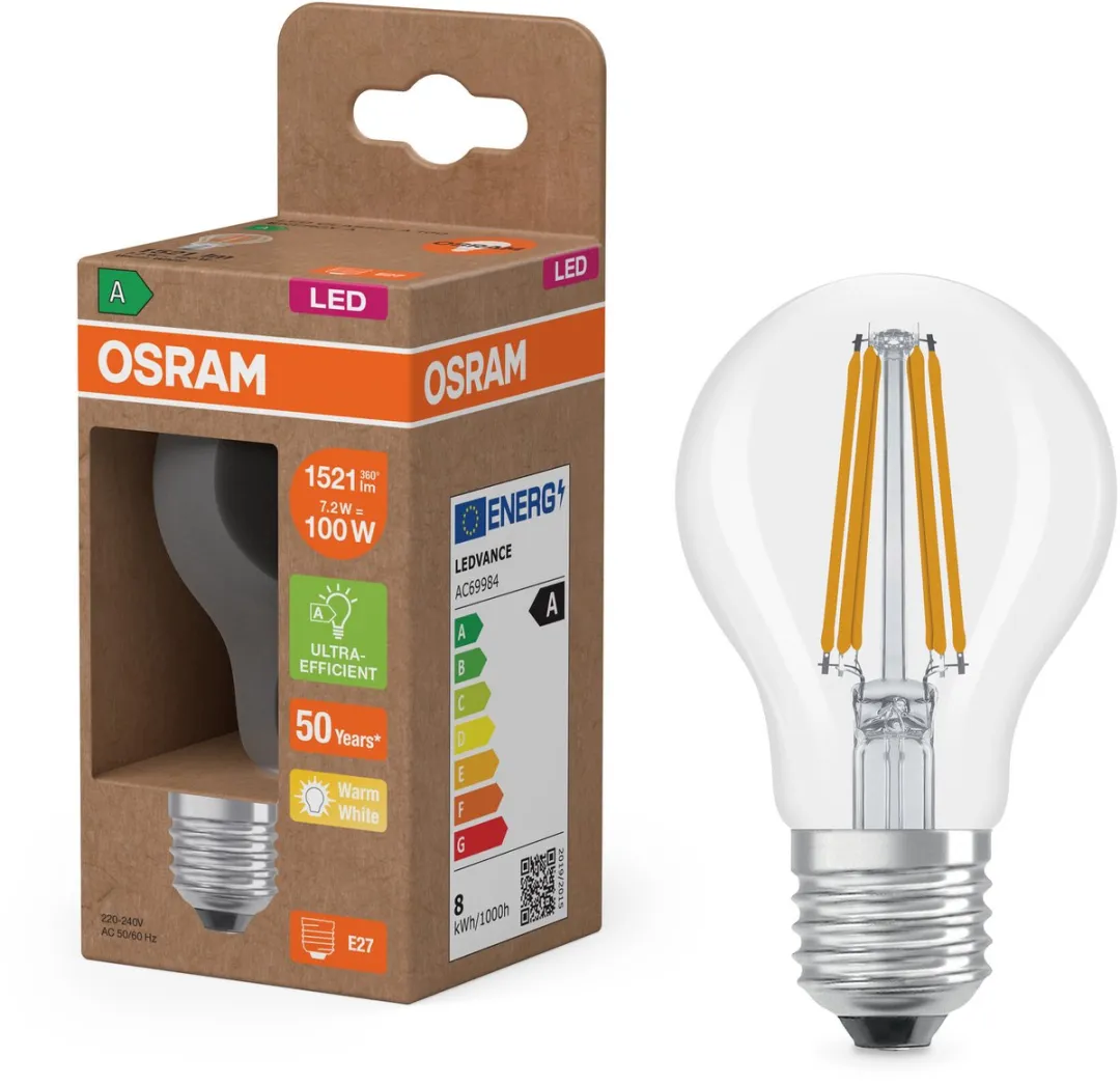 Osram LEDVANCE Energy-Saving Lamp 7,2W E27 - Warm wit 2700K