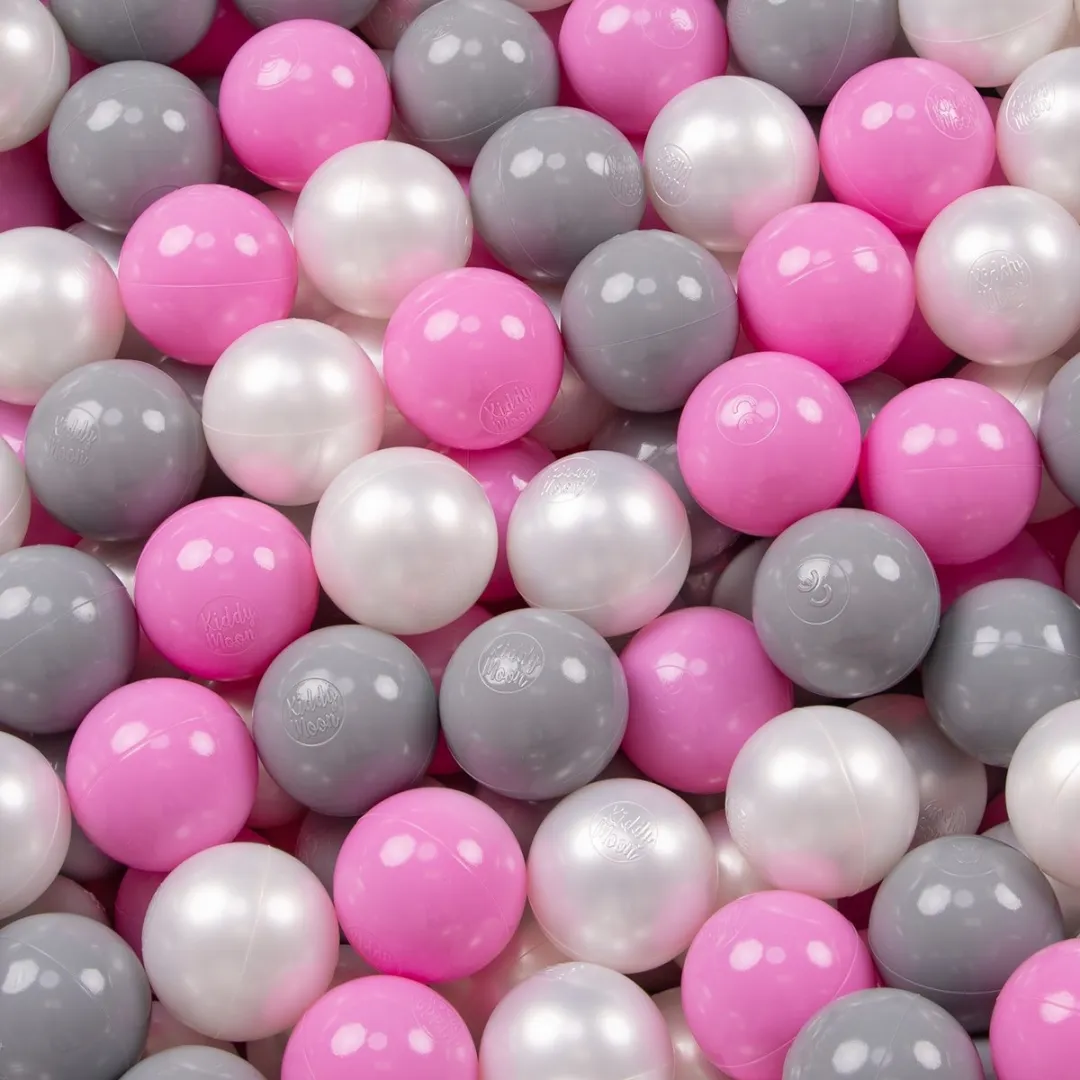 KiddyMoon Ballenbad 90x30cm - 200 Ballen ∅7cm - Donkergrijs/Parelmoer/Grijs/Rozig