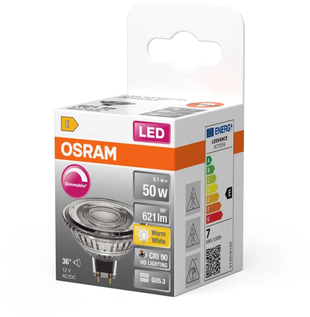 Osram LED Superstar MR16 8W 36° GU5.3 - 2700K - Helder