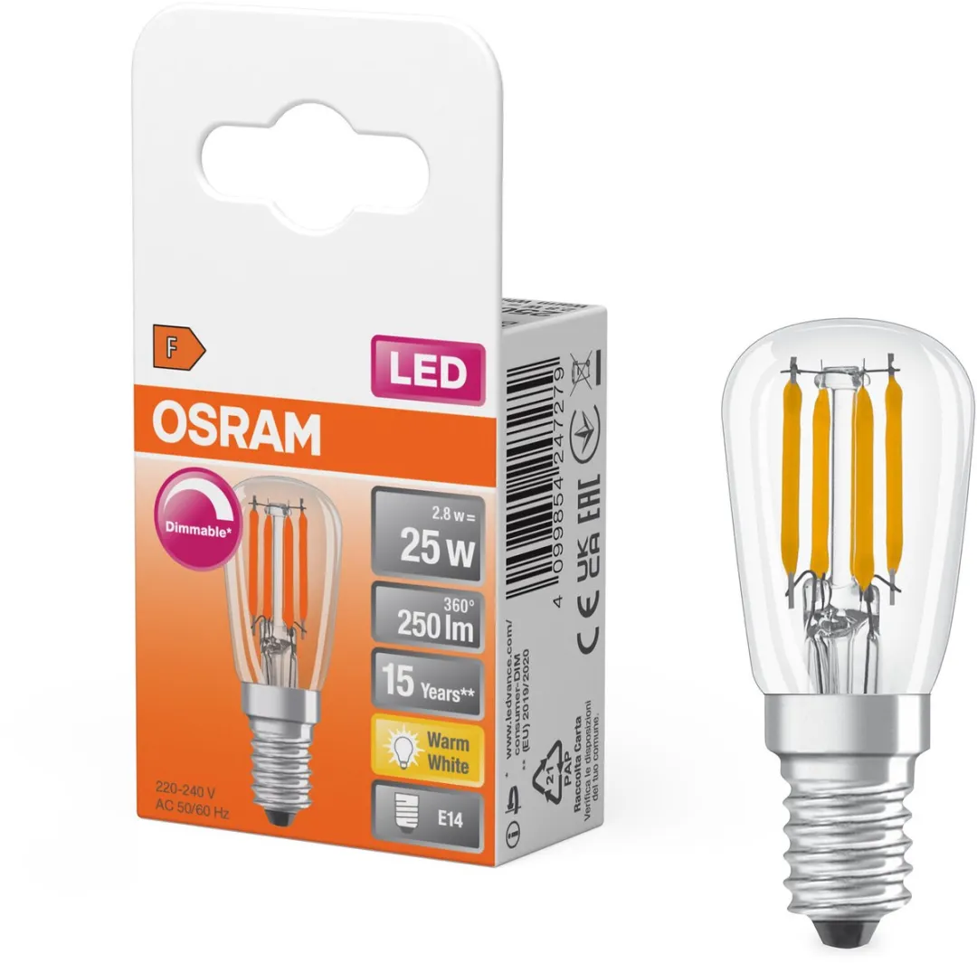 Osram LED E14 Tubular 2.8W 250lm - Zeer Warm Wit