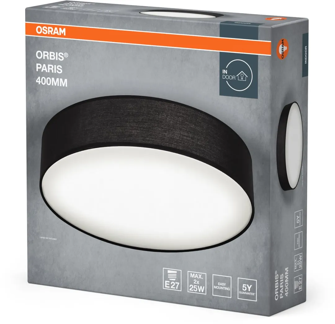 Osram Orbis Paris Plafondlamp 400mm - Zwart - 2xE27