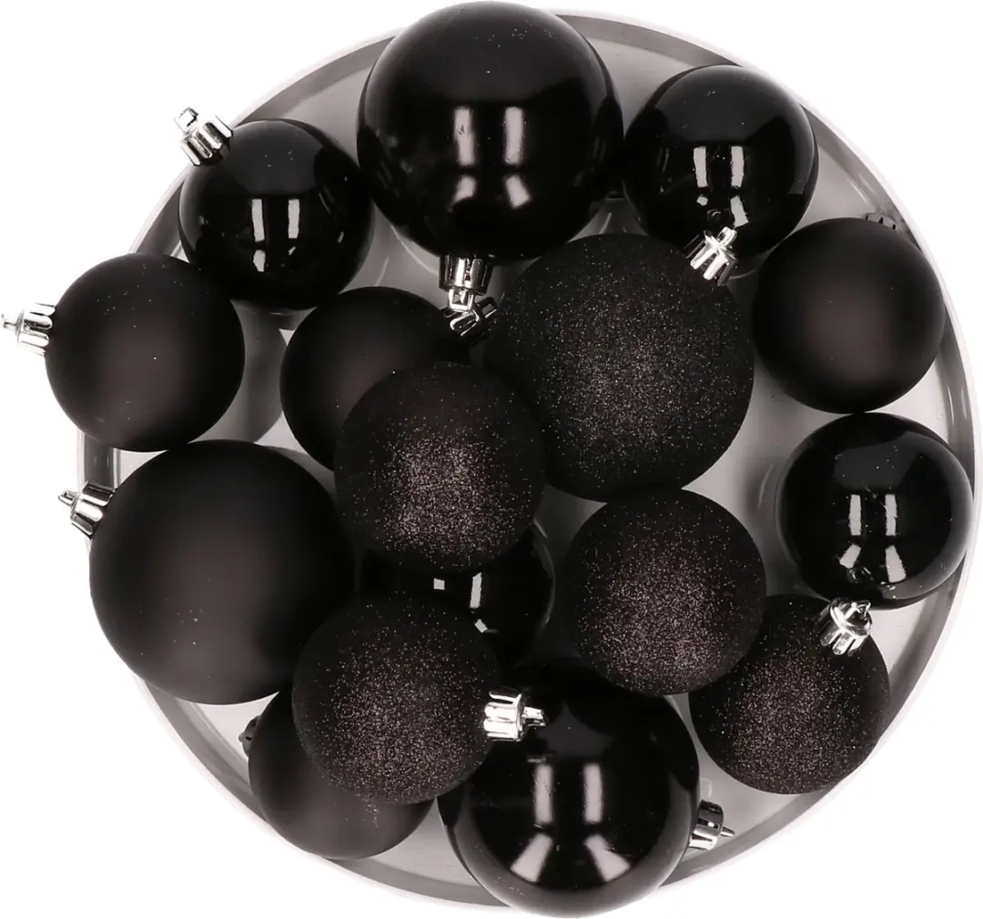 Kerstversiering set kerstballen in het zwart 6