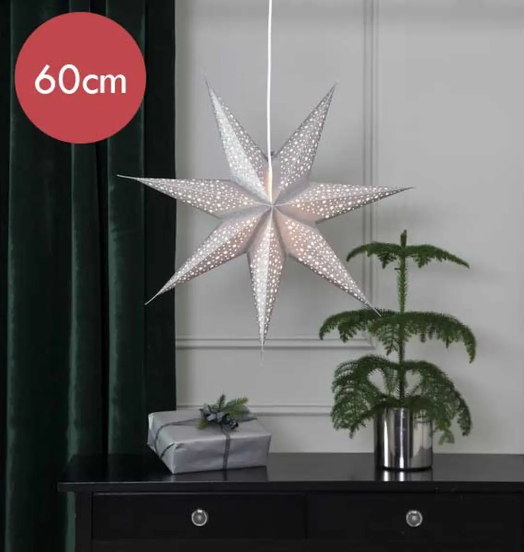 Zilver hangende kerstster Blinka