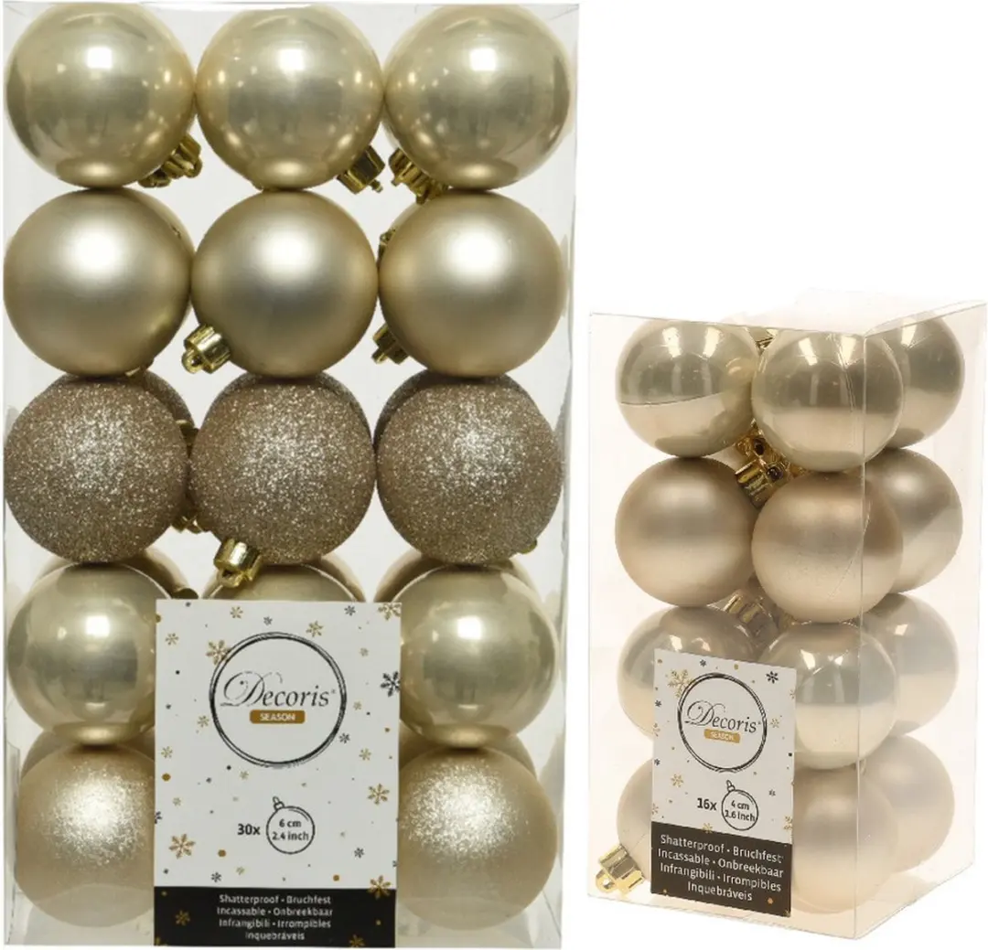 Decoris Kerstballen kunststof parel champagne