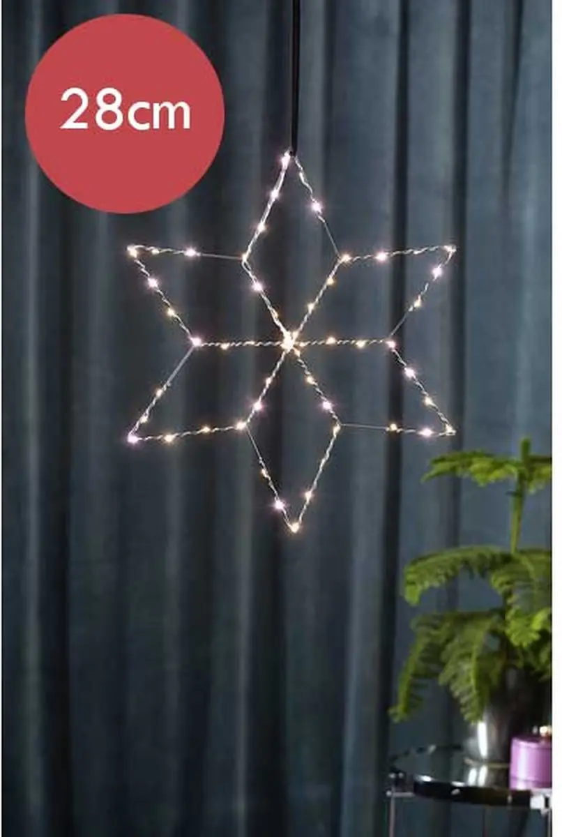 Zilveren kerstster met 54 LED lampjes