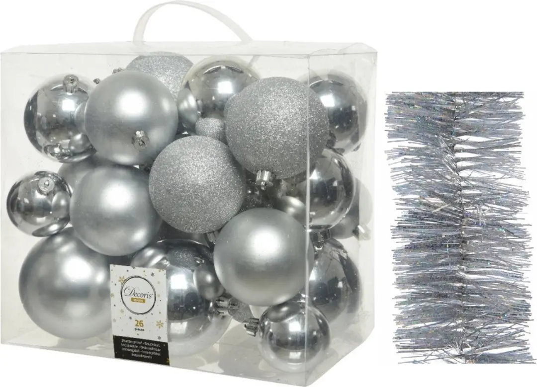 Decoris Kerstversiering kunststof kerstballen 6-8-10 cm