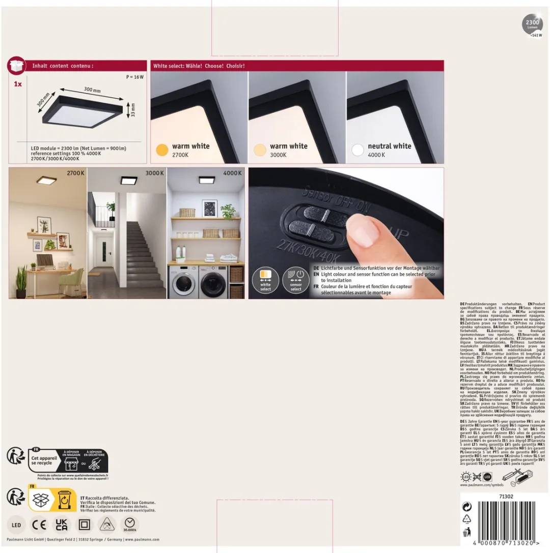 Paulmann LED-paneel Abia 2 White Select 14W 900lm - Zwart
