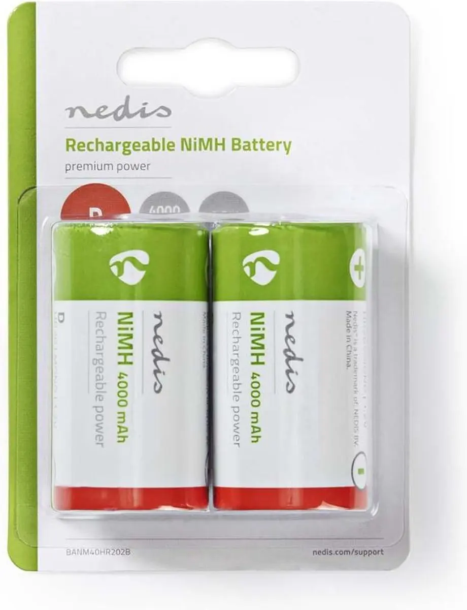 Nedis Oplaadbare NiMH Batterij D 1.2V 4000mAh - 2-Pak - HR20 - afbeelding 6 van 6