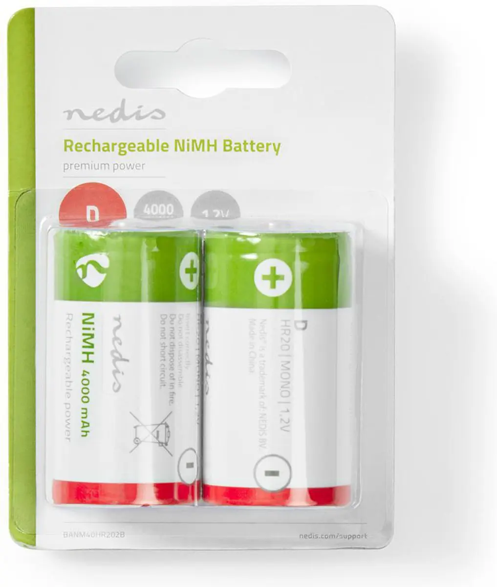 Nedis Oplaadbare NiMH Batterij D 1.2V 4000mAh