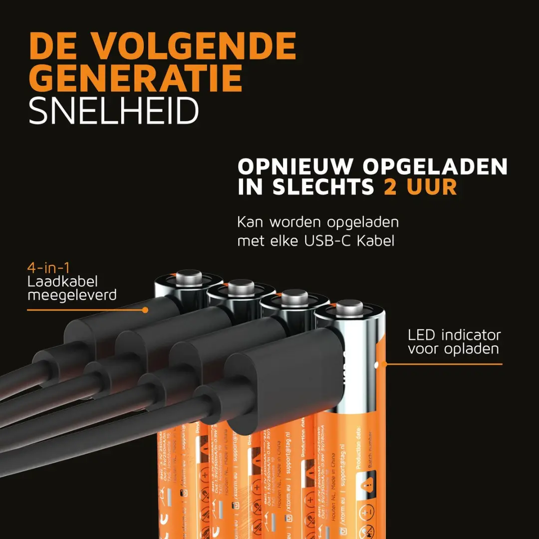 Xtorm NextGen XNG3AB4 AAA Oplaadbare Batterijen - 4 Stuks - afbeelding 3 van 6