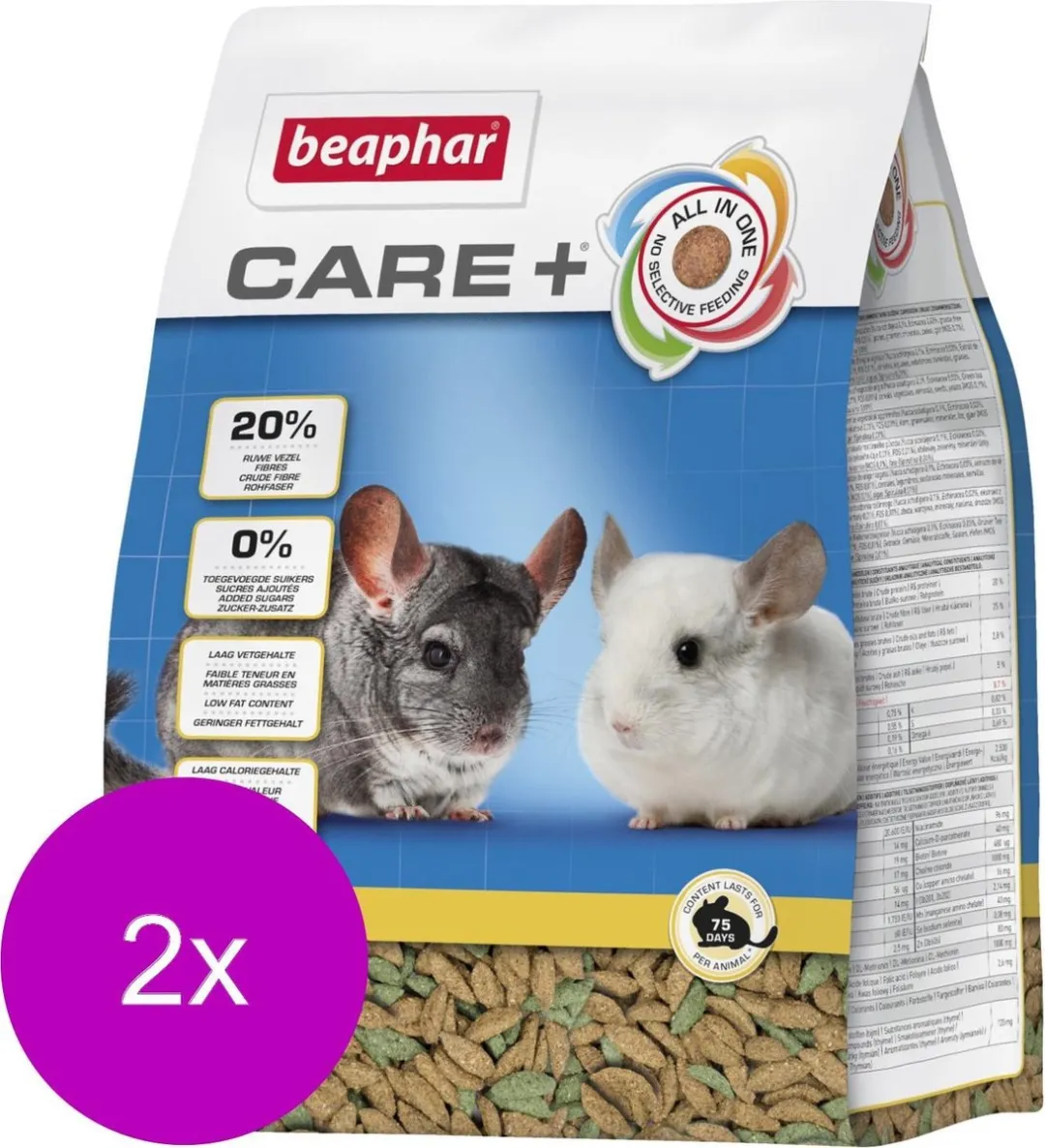 Beaphar Xtravital Care+ Chinchillavoer - 2x1,5 kg