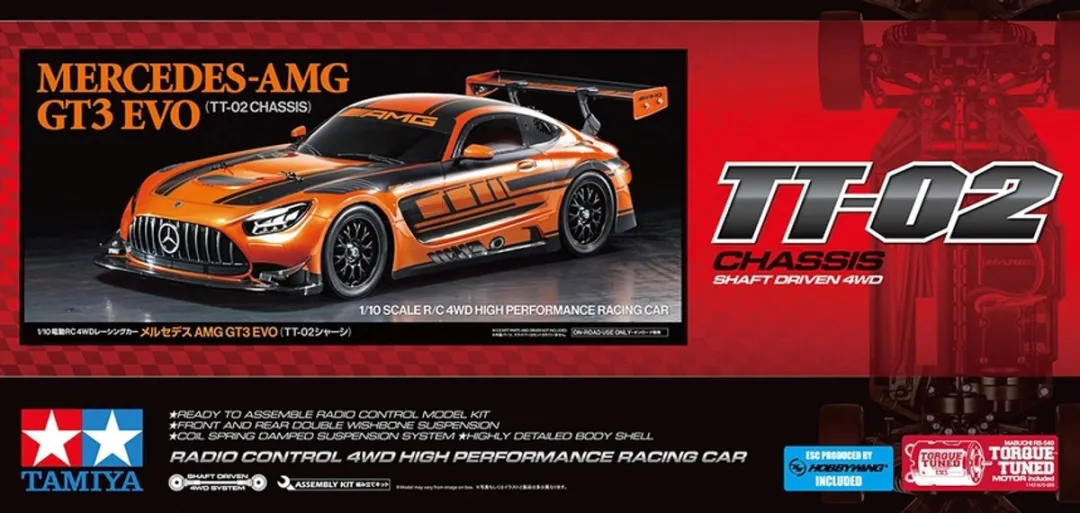 Tamiya TT-02 Mercedes-AMG GT3 Evo Modelbouwpakket 1:10