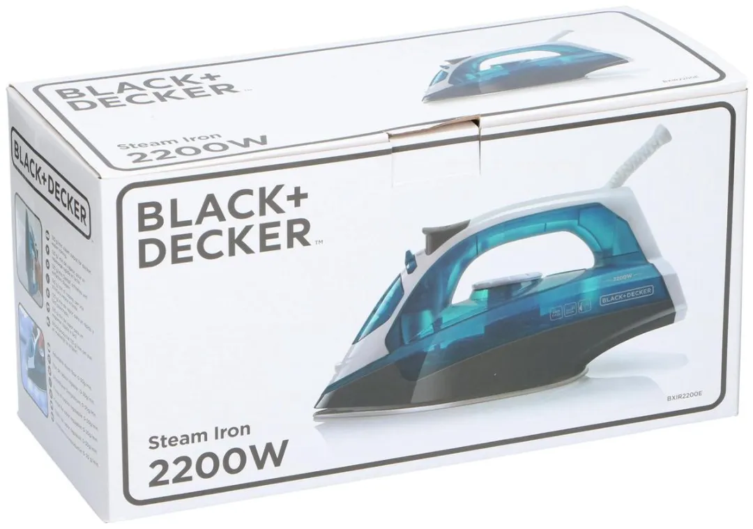 BLACK+DECKER BXIR2200E Stoomstrijkijzer 2200W - 280ml - Grijs/Wit/Blauw - afbeelding 6 van 6