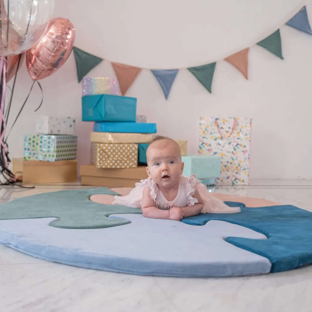 KiddyMoon Zachte Blokken 6 Stuks - Montessori Speelgoed - Lichtgrijs-Roze