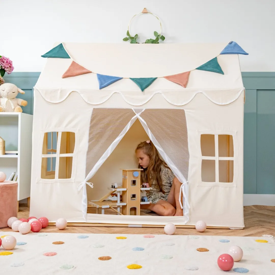 KiddyMoon Speelhuis Kindertent - 200 Ballen - Natuurlijke Kleuren