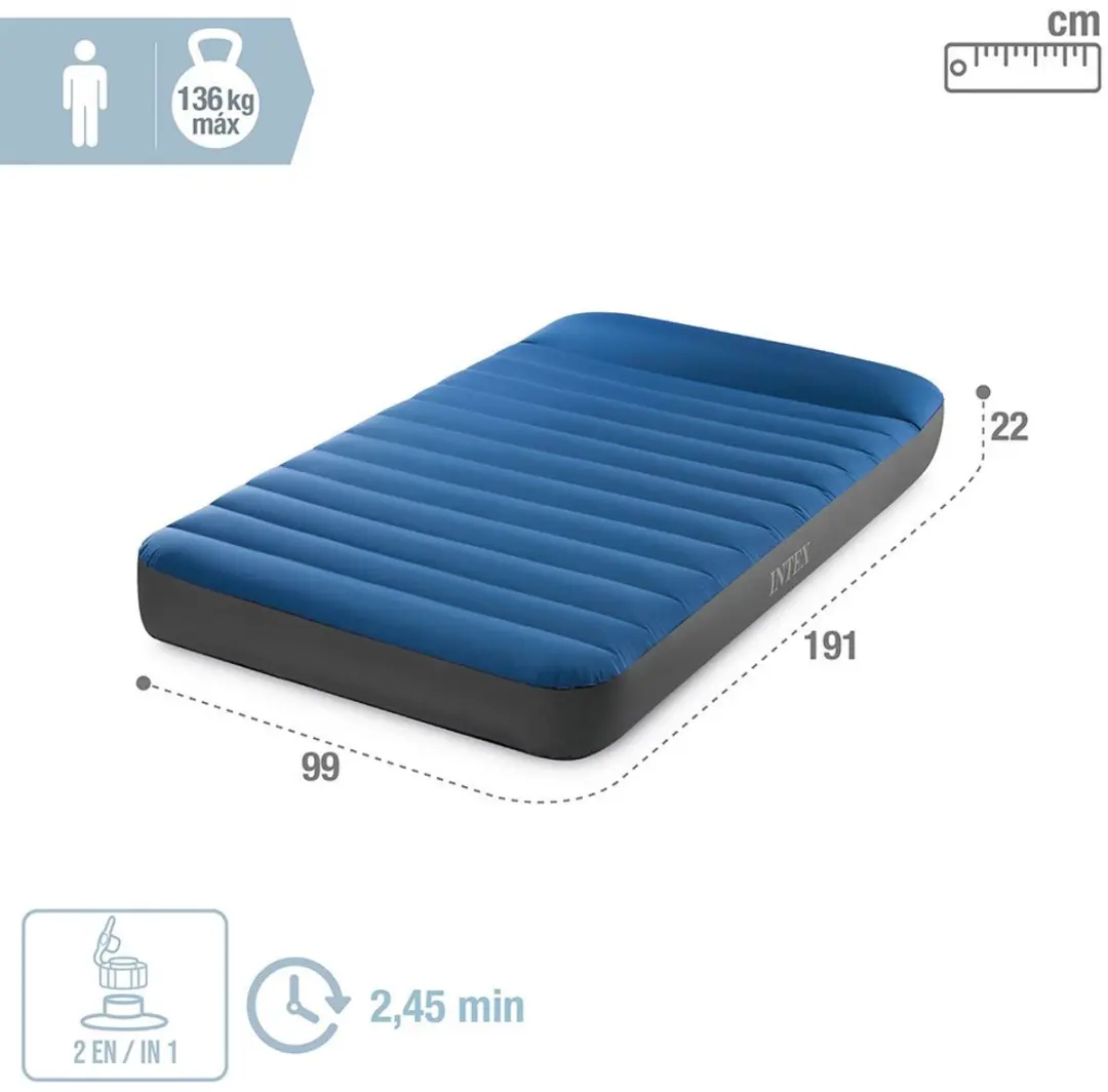 Intex TruAire Dura-Beam Twin Luchtbed 64011 - Blauw - afbeelding 5 van 6