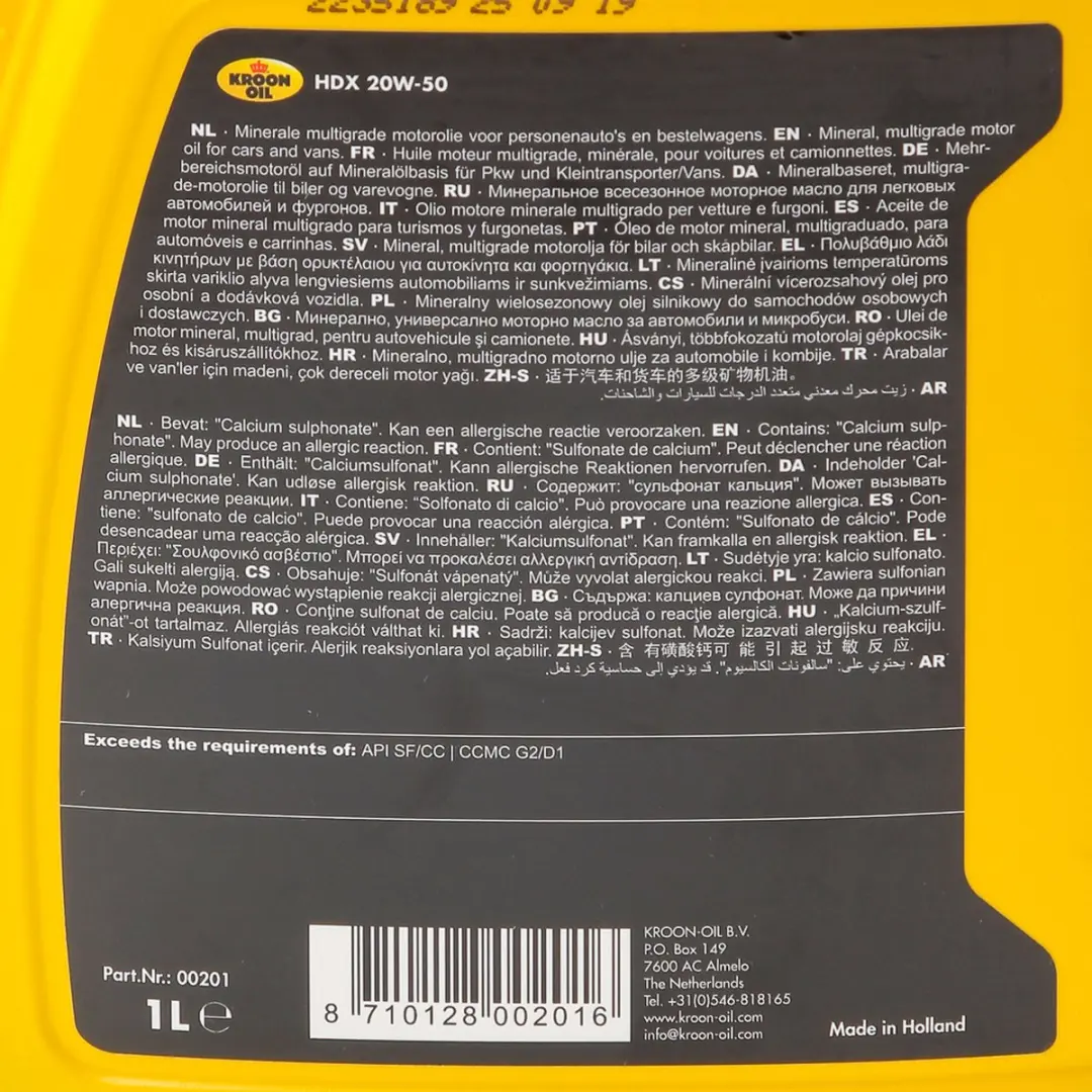 Kroon-Oil HDX 20W-50 Motorolie - 1 Liter - afbeelding 2 van 4