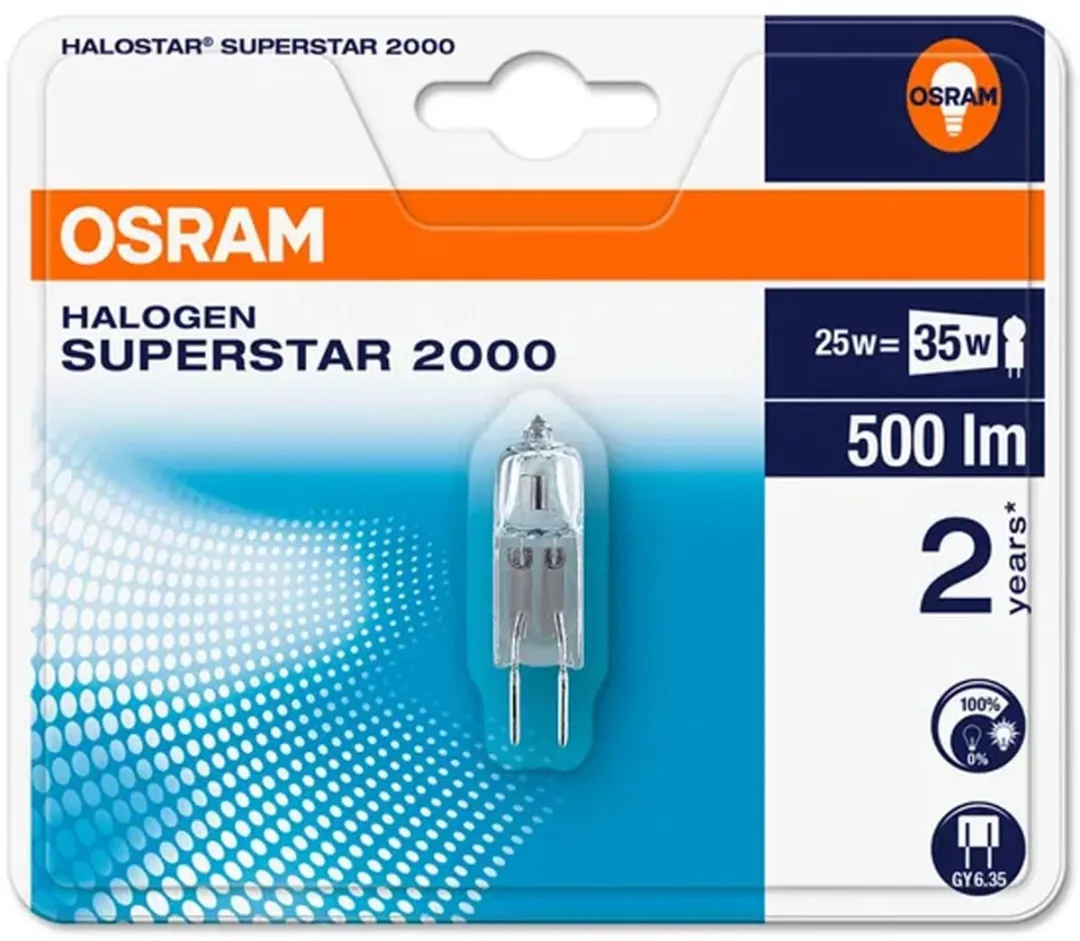 Osram GY6.35 Halogeenlamp 12V 25W 2900K - Warm Wit