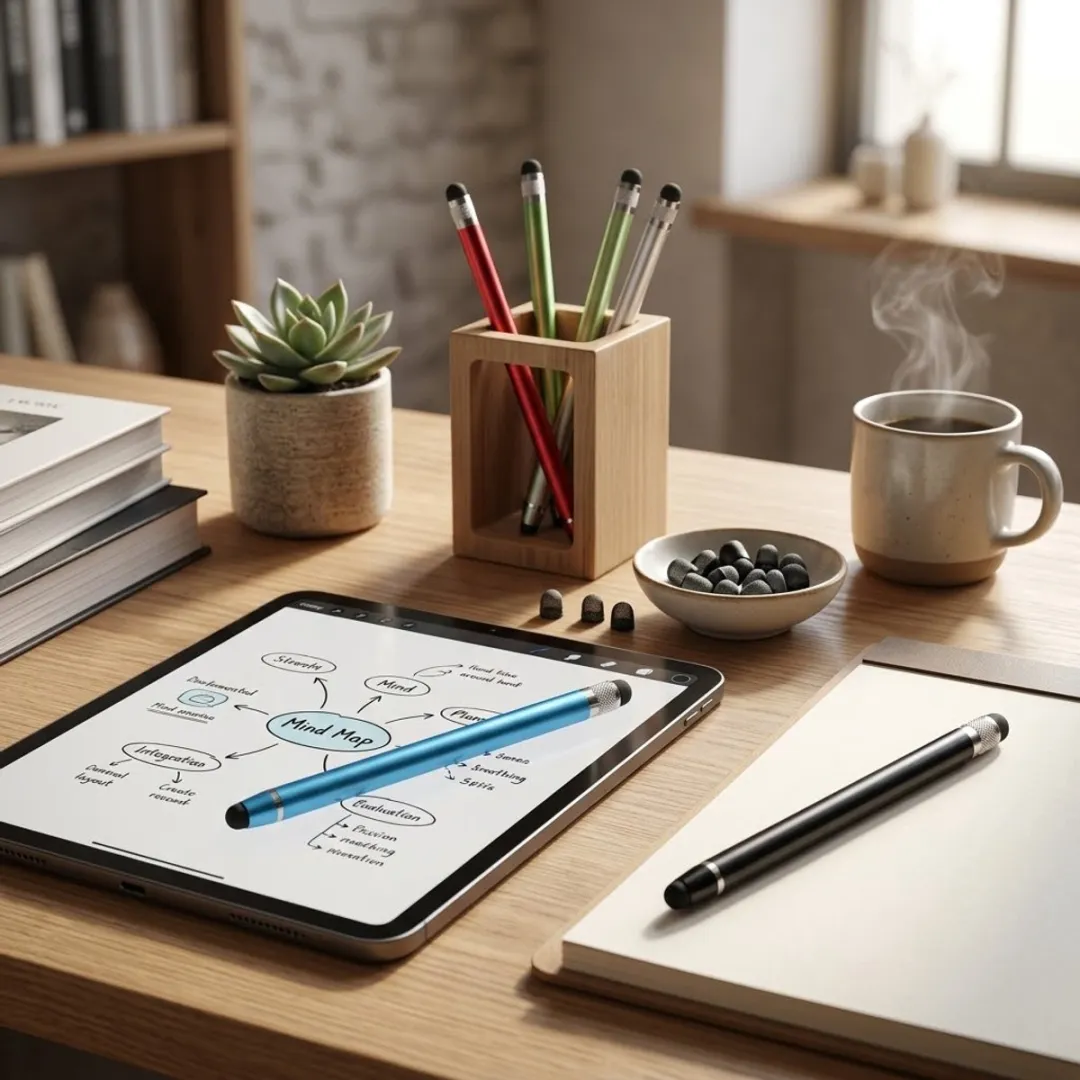 NUVEX Touchscreen Pen Set 5 Stuks - Rood/Blauw/Groen/Zwart/Grijs - afbeelding 6 van 6