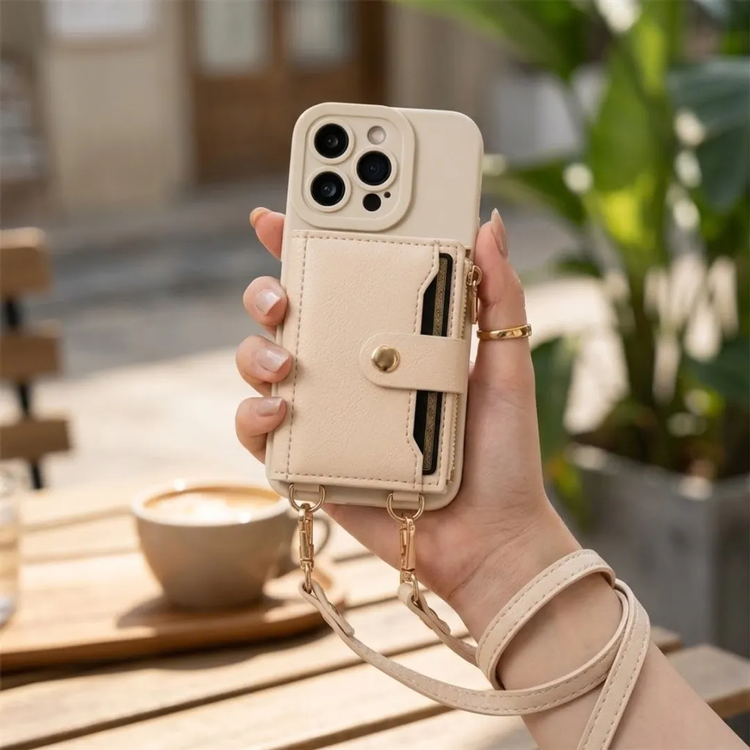 NUVEX iPhone 14 Pro Max Hoesje met Portemonnee - Beige