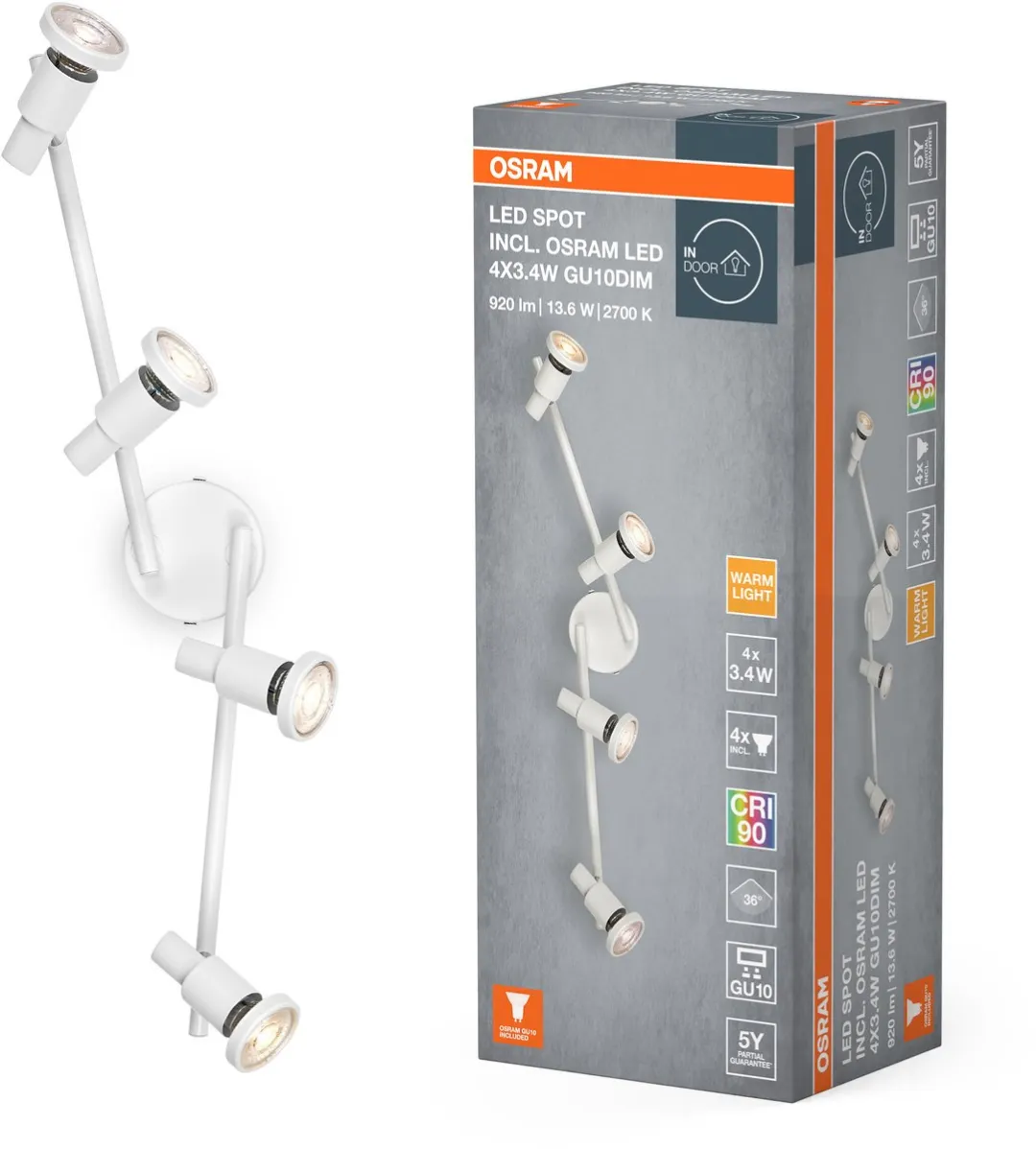Osram LED Spot GU10 4x3,4W 927 DIM