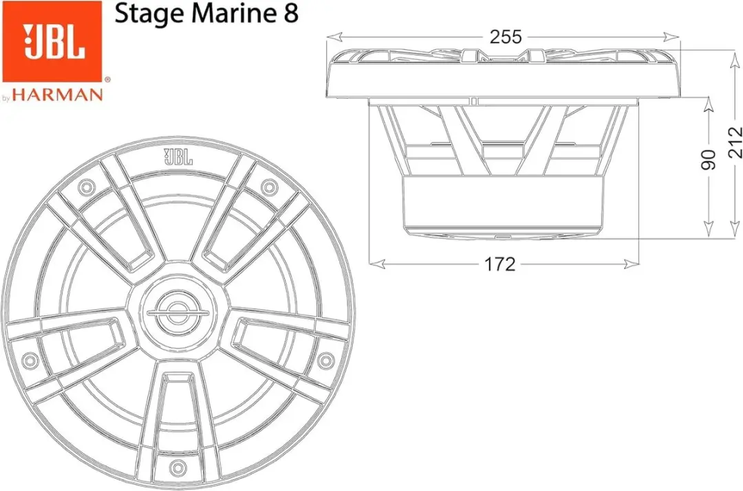 JBL Marine Stage 8 Speakers - 125W RMS - 2-weg - Wit - afbeelding 5 van 6