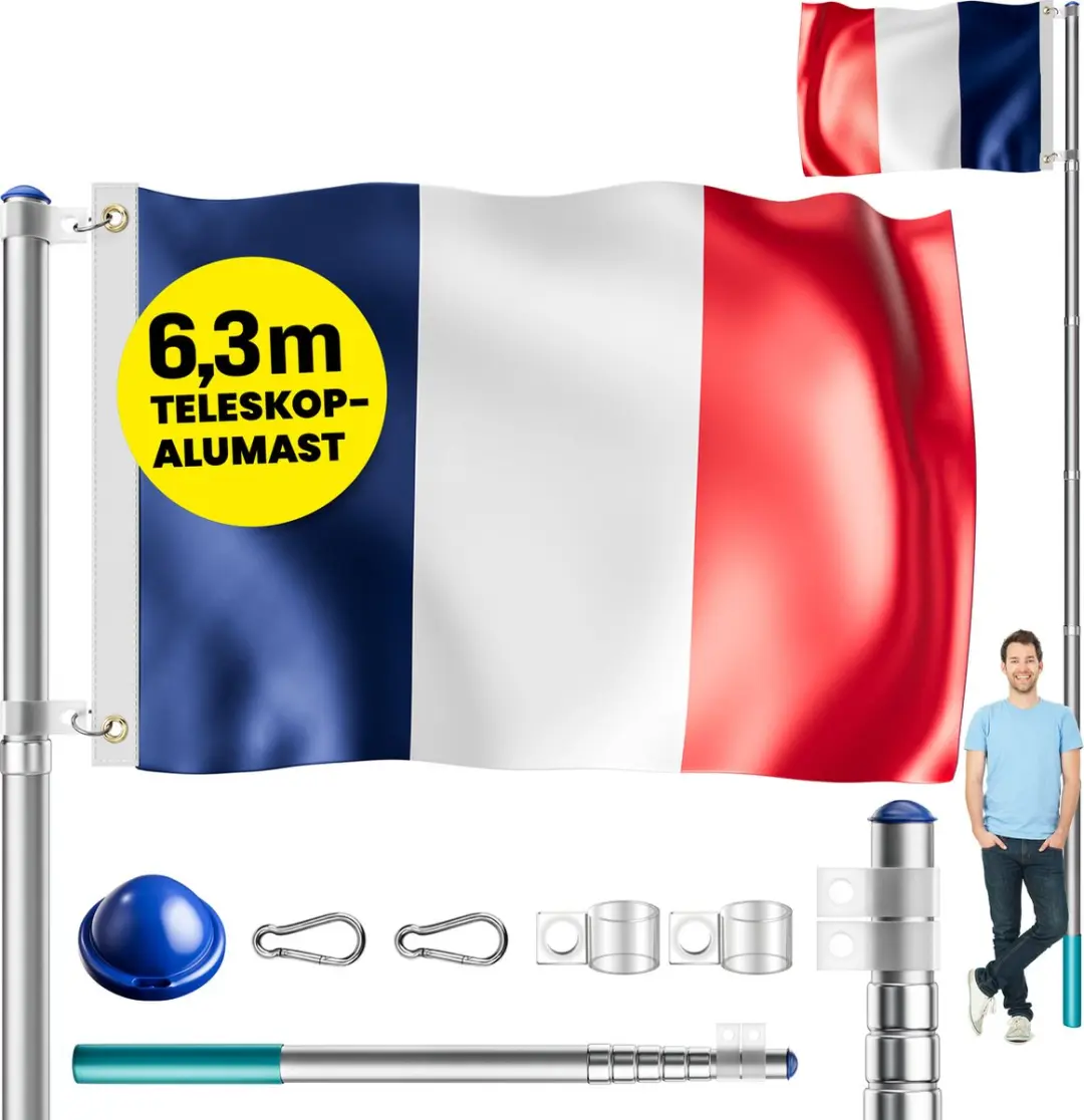 Vlaggenmast Aluminium 630cm