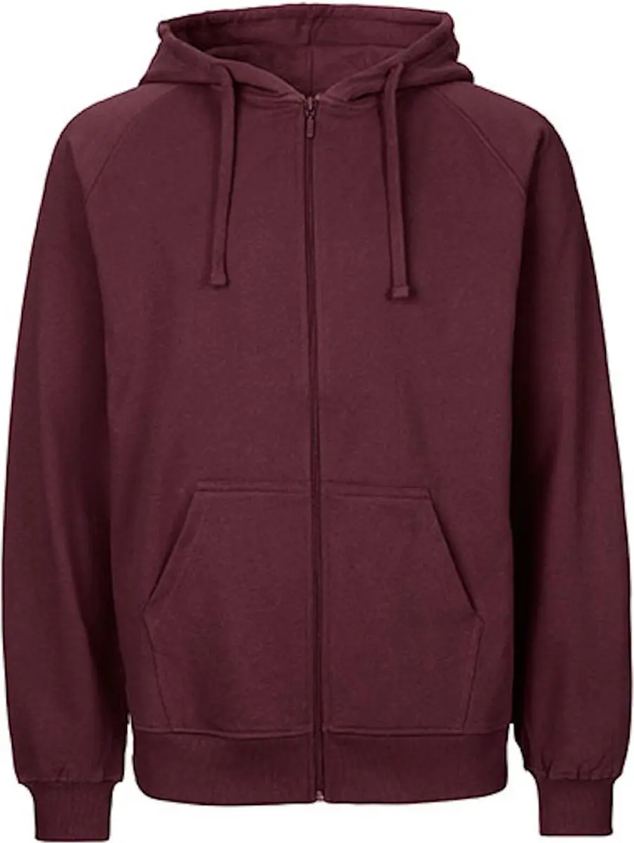 Fairtrade Men's Zip Hoodie met capuchon Bordeaux