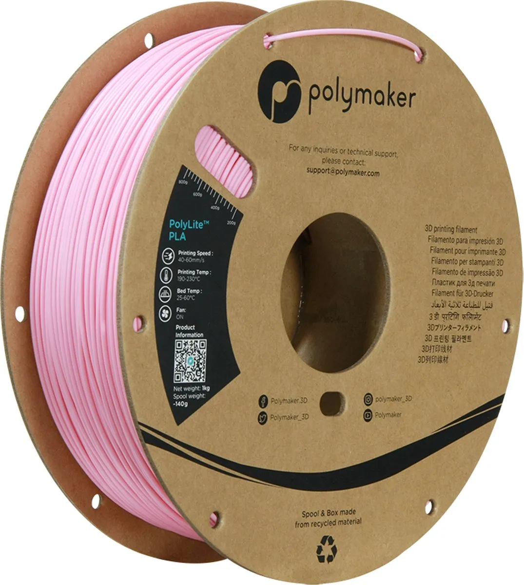 Polymaker PolyLite PLA Filament Roze 1.75mm 1kg