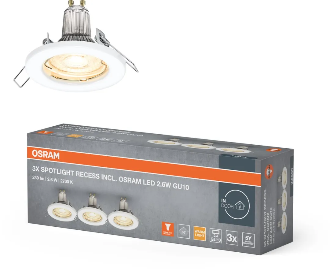 Osram Spotlight Plafond Inbouwset 3x2.6W GU10