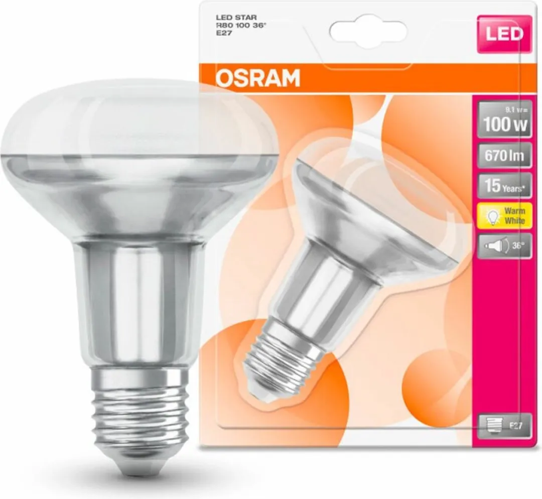 Osram LED Reflector E27 9.1W Warmwit - 2700K