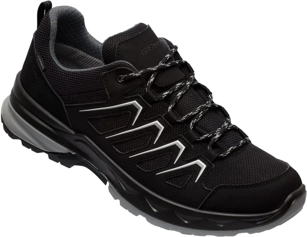 Grisport Wega Low Heren Leren Wandelschoen - Zwart