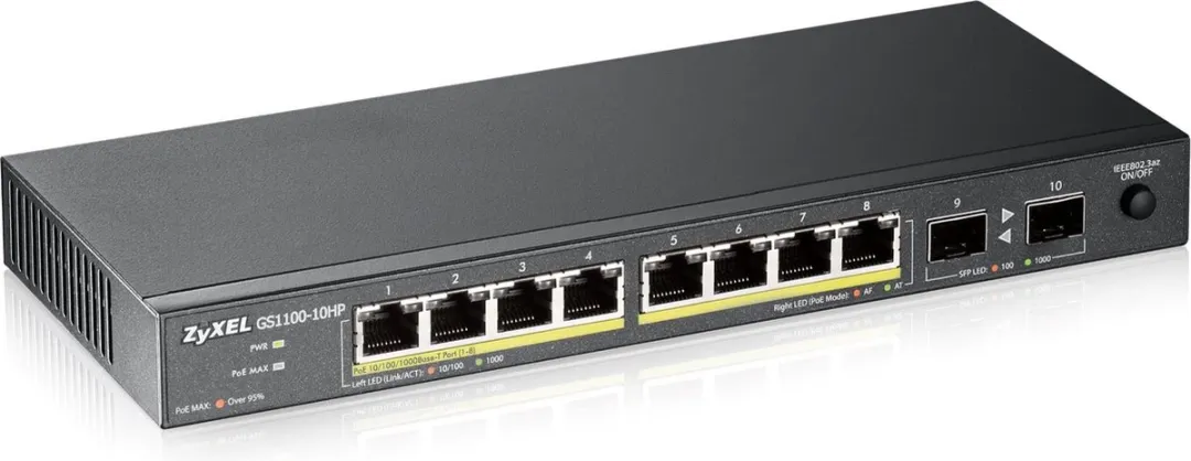 Zyxel GS1100-10HP-EU0102F Switch - 8x PoE 130W - Zwart