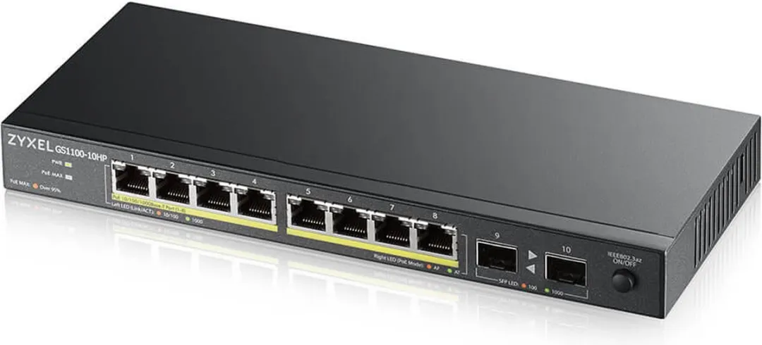 Zyxel GS1100-10HP-EU0102F Switch - 8x PoE 130W - Zwart