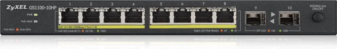 Zyxel GS1100-10HP-EU0102F Switch - 8x PoE 130W - Zwart