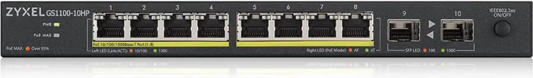 Zyxel GS1100-10HP-EU0102F Switch - 8x PoE 130W - Zwart