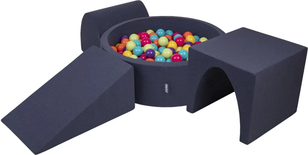 KiddyMoon Schuimspeelplaats Ballenbad 300 Ballen - Donkerblauw/Multicolor