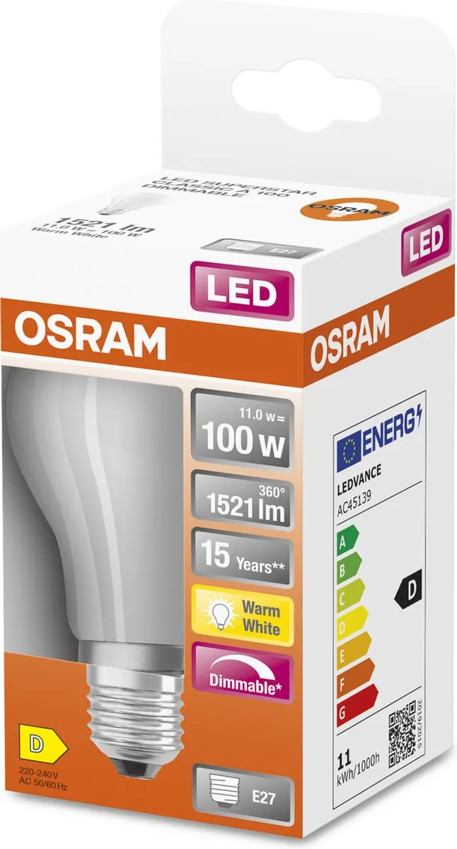Osram LED-lamp E27 11W Warmwit - 2700K - afbeelding 6 van 6