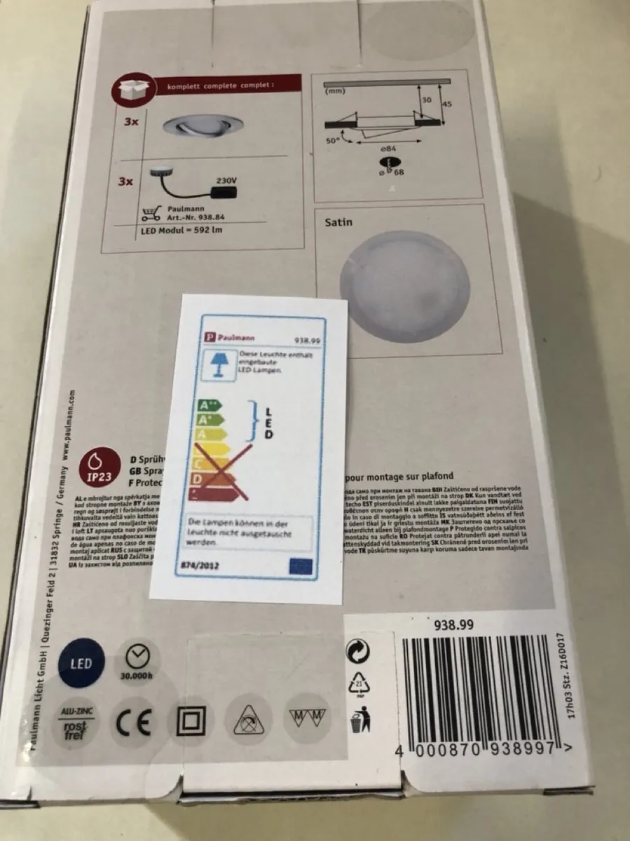 Paulmann Nova Plus Coin Basisset LED-inbouwlamp 3x6W 470lm 2700K - 84mm Alu gedraaid