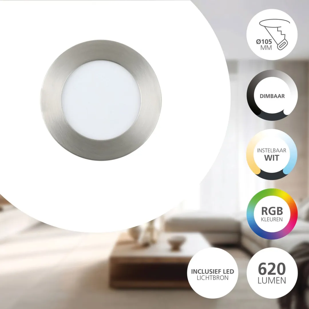 EGLO connect.z Fueva 6-Z Smart Inbouwspot - Badkamer/Buiten - LED - Ø 12 cm - Grijs - Instelbaar RGB & wit licht - Dimbaar - Zigbee
